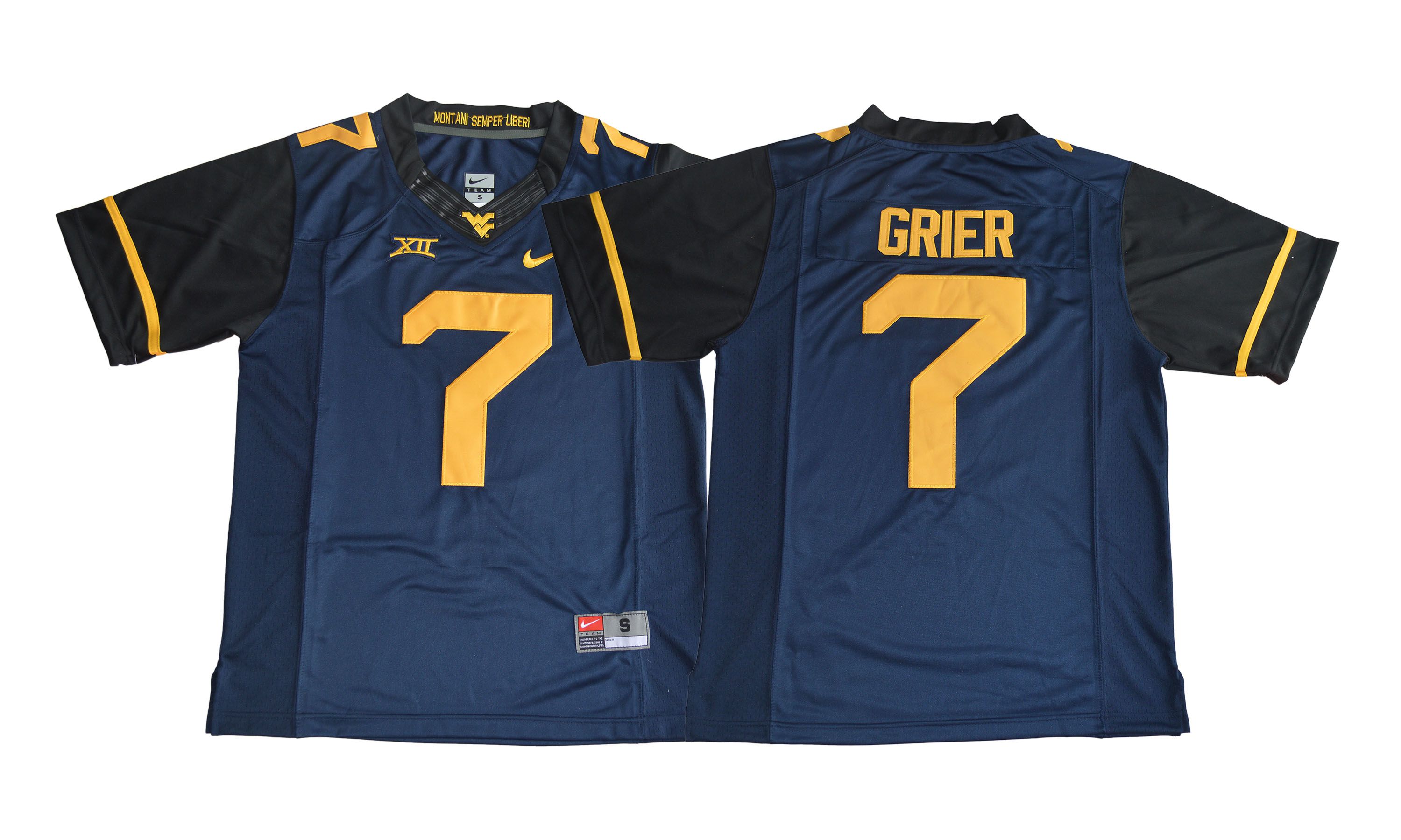 Men NCAA 2017 West Virginia Mountaineers #7 Will Grier navy blue Jersey